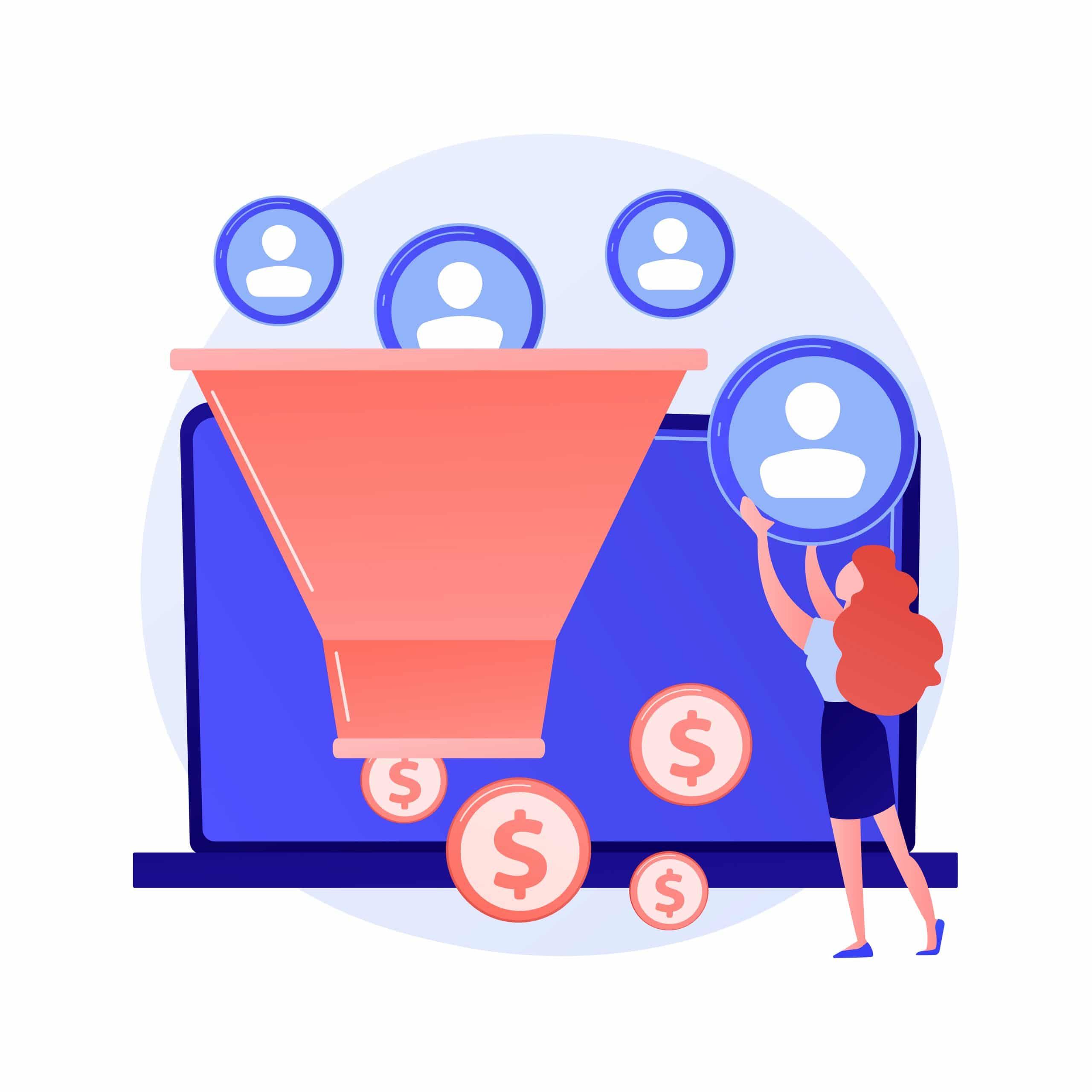 Sales funnel vector concept metaphor.