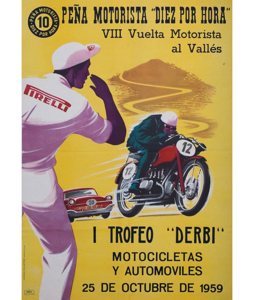 I TROFEO 'DERBI'. VIII VUELTA MOTORISTA AL VALLES.25 OCTUBRE 1959. 'PIRELLI'