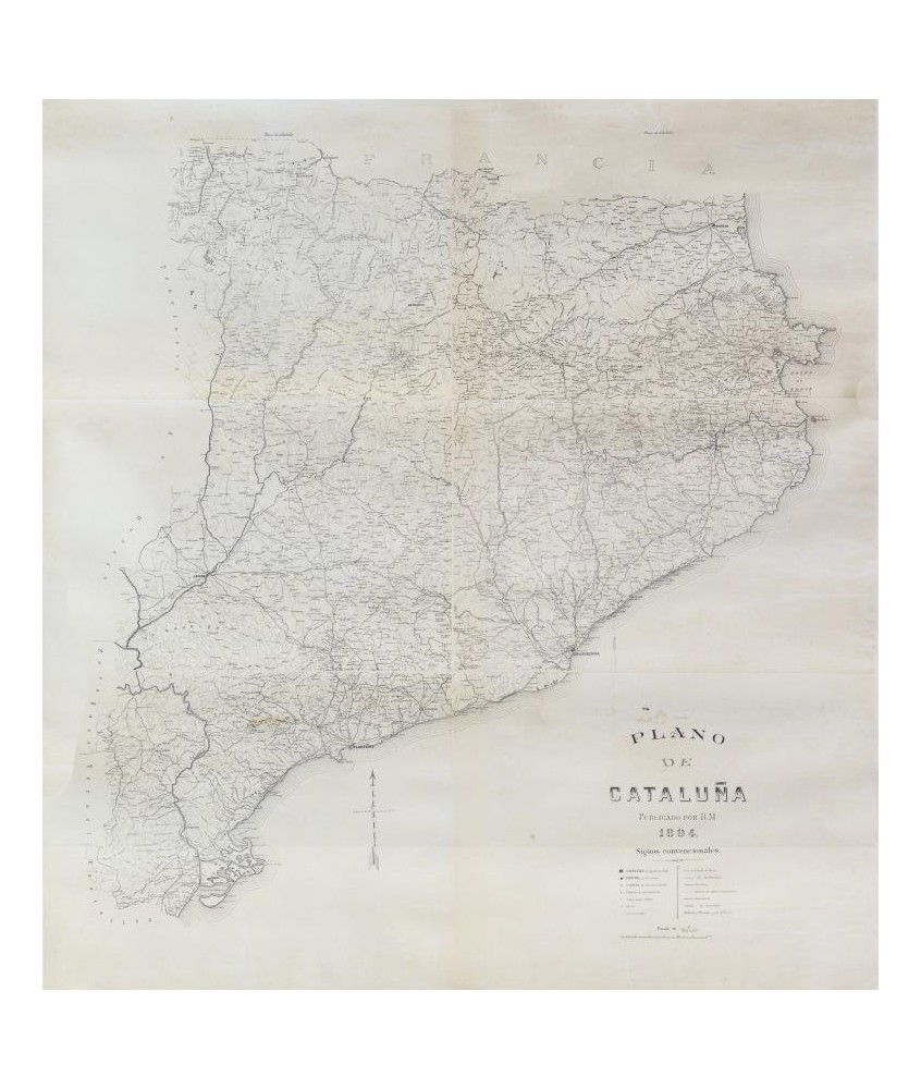 PLANO DE CATALUÑA. PUBLICADO POR R.M. 1894