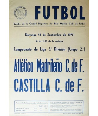 FUTBOL ATLETICO MADRILEÑO - CASTILLA 1975