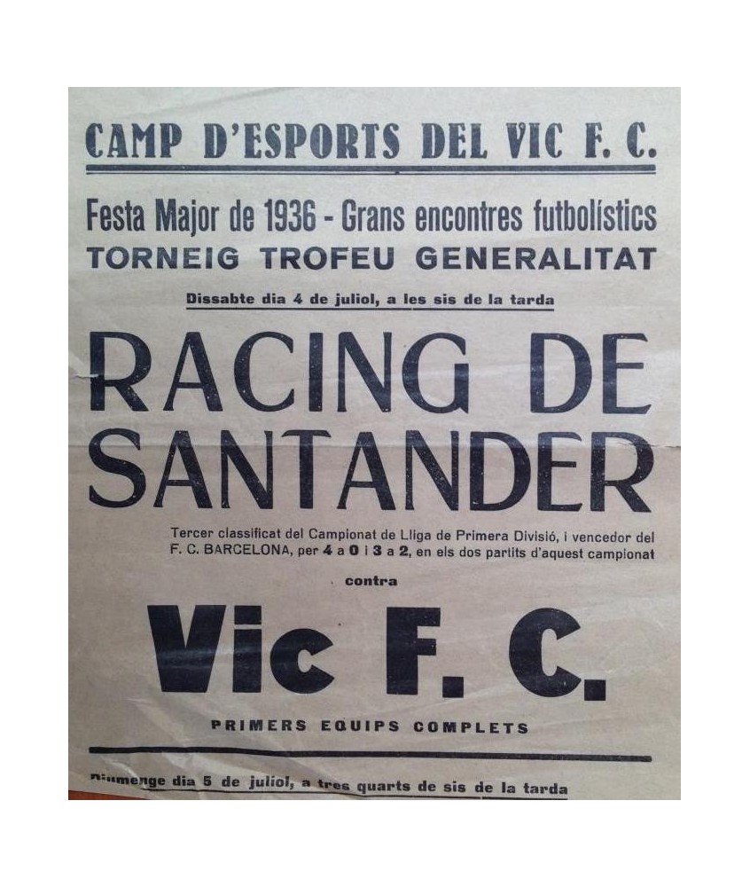 CAMP D'ESPORTS DEL VIC F.C. RACING DE SANTANDER VIC F.C. 1936