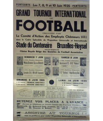 GRAND TOURNOI INTERNATIONAL DE FOOTBALL 1935. BRUXELLES