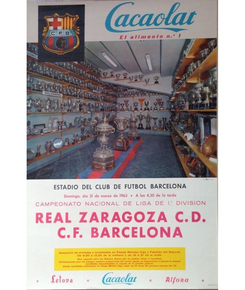 REAL ZARAGOZA C. D. - F. C. BARCELONA 1963. LIGA 1ª DIVISION