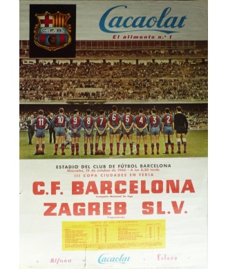 C.F. BARCELONA - ZAGREB SL.V.  1960. III COPA CIUDADES EN FERIA