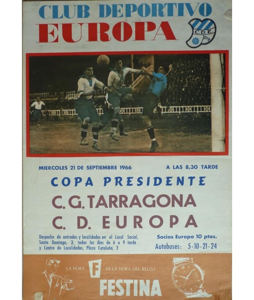 CLUB DEPORTIVO EUROPA. C.G. TARRAGONA - C.D. EUROPA. 1966