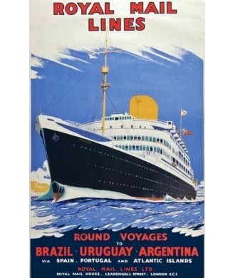 ROYAL MAIL LINES. ROUND VOYAGES TO BRAZIL-URUGUAY-ARGENTINA