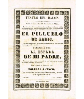 TEATRO DEL BALON. CADIZ. 1837. EL PILLUELO DE PARIS