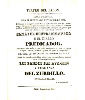 TEATRO DEL BALON. CADIZ. 1837. EL DIABLO PREDICADOR