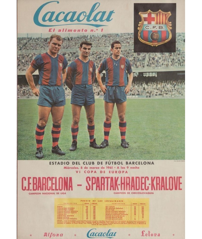 C.F. BARCELONA - SPARTAK-HRADEC-KRALOVE. 1961