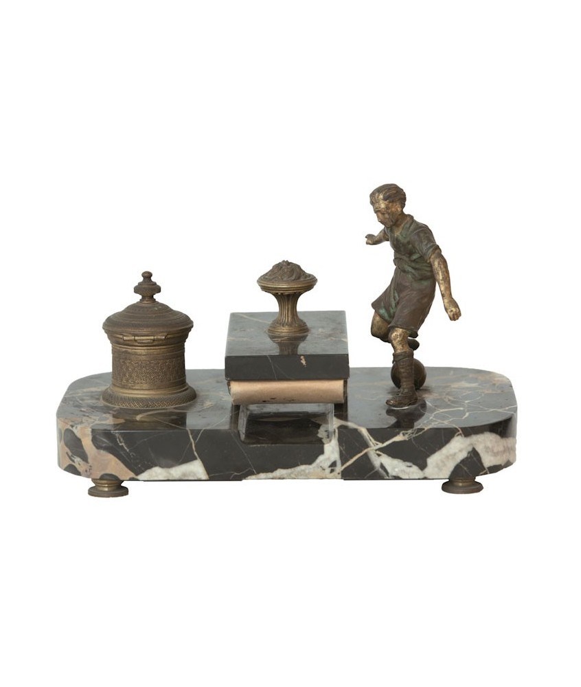 FOOTBALL. ENCRIER STYLO. BRONZE. Ca. 1910