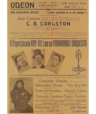 HUESCA 28-12-1939. ILUSIONISTA SUIZO C. B. CARLSTON / RAY-BEL