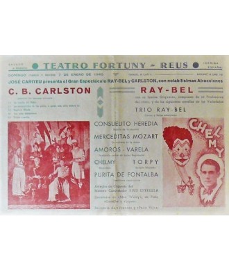 REUS - TEATRO FORTUNY (CATALUÑA) 7-1/1940. ILUSIONISTA SUIZO C. B. CARLSTON / RAY-BEL