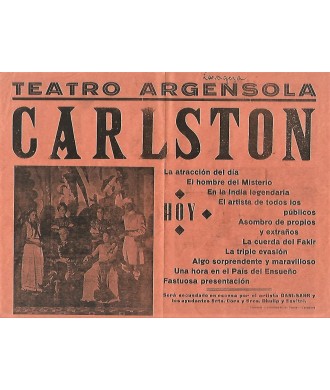 ZARAGOZA- TEATRO ARGENSOLA 1940. ILUSIONISTA SUIZO C. B. CARLSTON / RAY-BEL