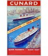 CUNARD. CHERBOURG - NEW YORK. QUEEN ELISABETH - QUEEN MARY /