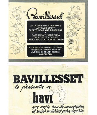 30 MAQUETAS PUBLICITARIAS DEPORTES "BAVILLASSET" (ARTIGAS, HUMA, ETC.)