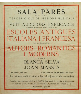 SALA PARES. VUIT AUDICIONS BLANCA SELVA I JOAN MASSIA. 1927-28