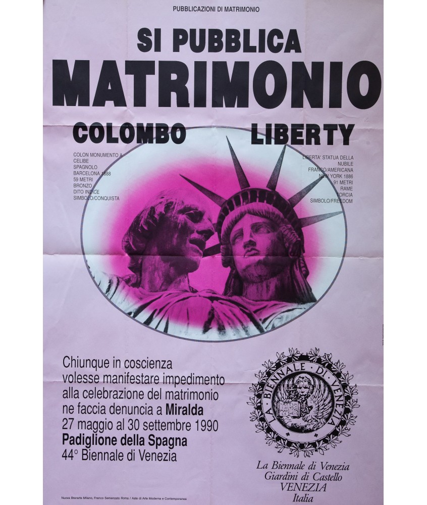 MIRALDA. BIENANNALE DI VENEZIA. SI PUBLICA MATRIMONIO COLOMBO LIBERTY