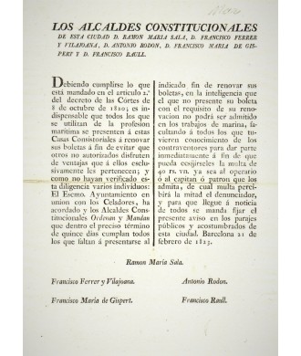 LOS ALCANDES CONSTITUCIONALES. BARCELONA 1823. MARINERIA