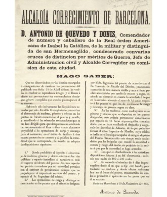 ALCALDIA CORREGIMIENTO DE BARCELONA 1865. PUERTO.