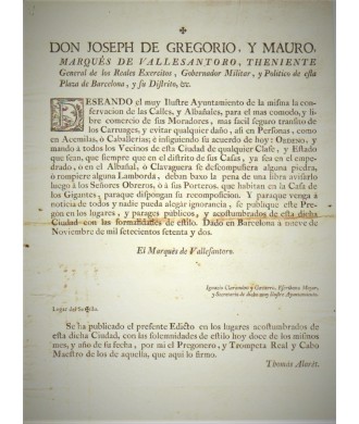 JOSEPH DE GREGORIO. MARQUES DE VALLESANTORO.BARCELONA 1772. URBANISMO