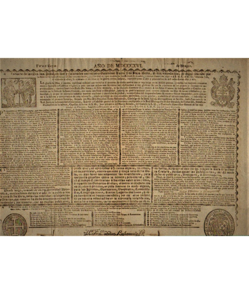 BULA PARA EL REINO DE ARAGON. AÑO DE MDCCCXVI (1816)