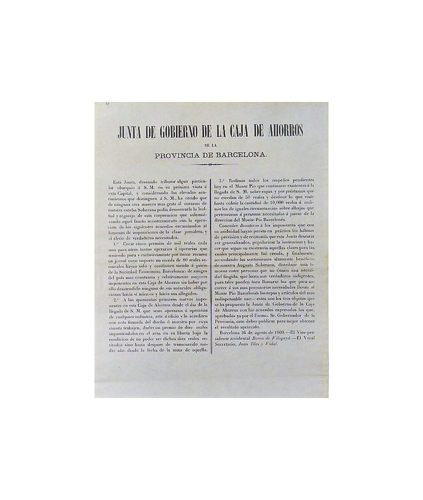 CONSEIL D'ADMINISTRATION DE LA CAISE D'ÉPARGNE. BARCELONE 1860.