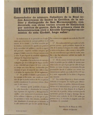 ANTONIO DE QUEVEDO. MAIRE. BARCELONE 1865. VOITURES