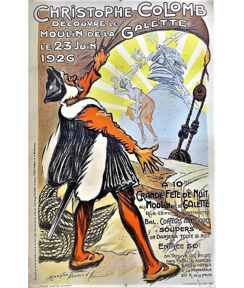 CHRISTOPHE COLOMB DECOUVRE LE MOULIN DE LA GALETTE. 1926