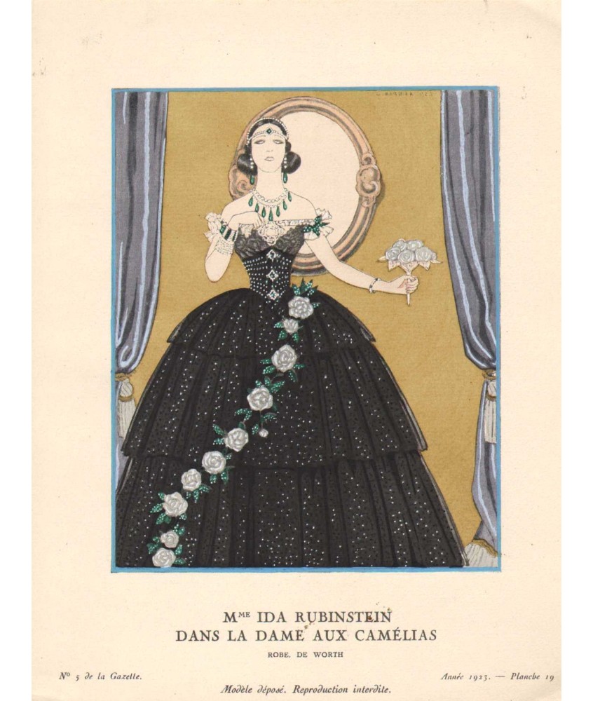 Mme. IDA RUBINSTEIN DANS LA DAME AUX CAMELIAS. GAZETTE DU BON TON