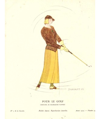 POUR LE GOLF. COSTUME DE DE MADELEINE VIONNET. THAYAHT. LA GAZETTE DU BON TON