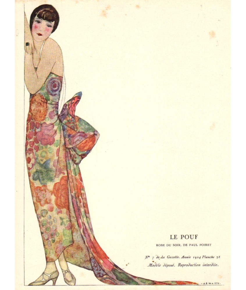 LE POUF. ROBE DE SOIR DE PAUL POIRET.  CHARLES MARTIN. GAZETTE DU BON TON