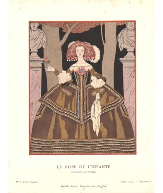 LA ROSE DE L'INFANTE. COSTUME DE WORTH. GEORGES BARBIER. GAZETTE DU BON TON