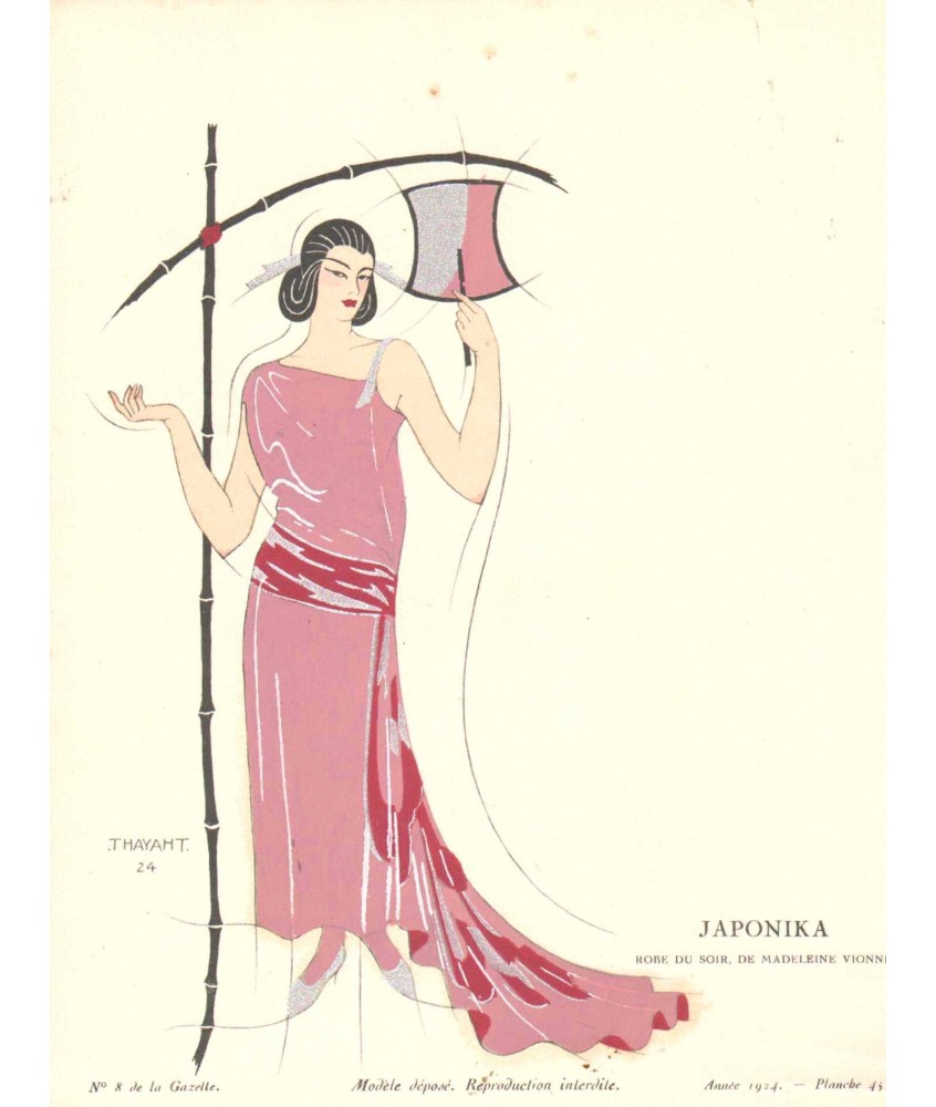 JAPONIKA. ROBE DU SOIR, DE MADELEINE VIONNET. THAYAHT. LA GAZETTE DU BON TON