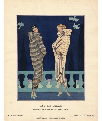 LAC DE COME. ROBE ET MANTEAUX DE MAX-A. LEROY. GEORGES BARBIER. GAZETTE DU BON TON