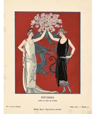 PIVOINES. ROBES DU SOIR DE WORTH. GEORGES BARBIER. GAZETTE DU BON TON