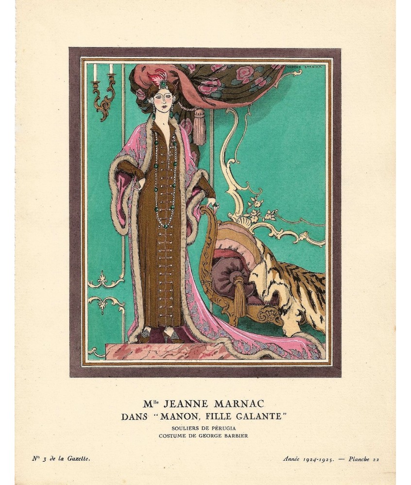 Mlle. JEANNE MARNACDANS "MANON, FILLE GALANTE". GEORGES BARBIER. GAZETTE DU BON TON