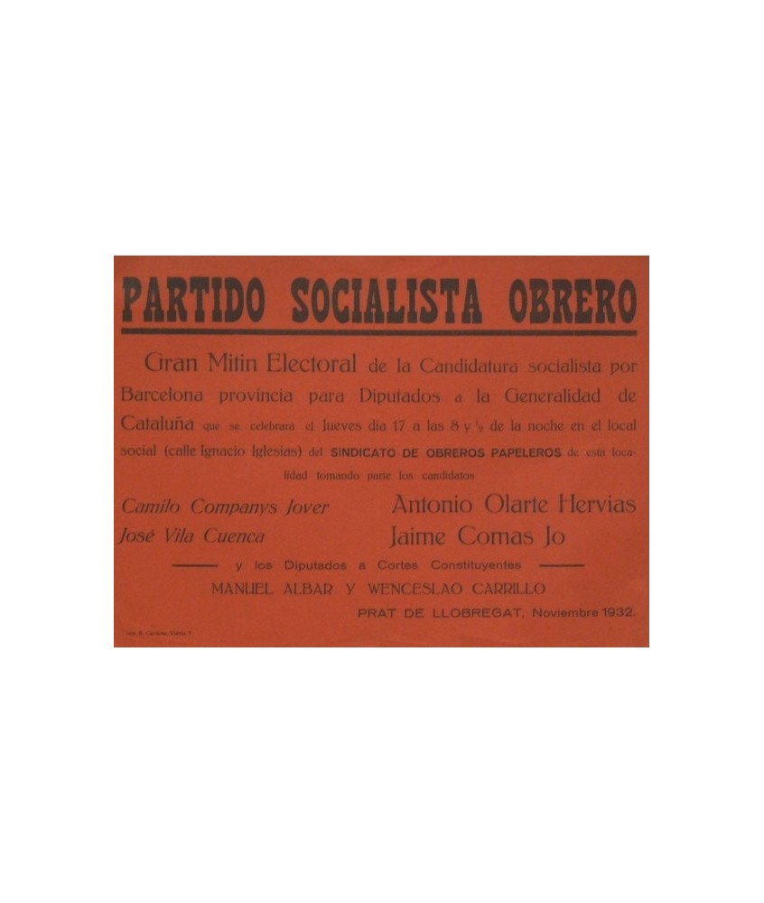 PARTIDO SOCIALISTA OBRERO - GRAN MITIN