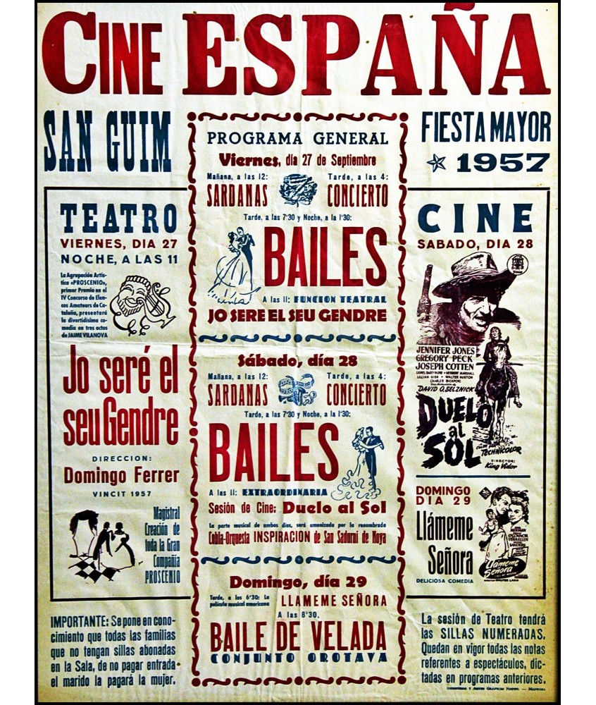 CINE ESPAÑA. SAN GUIM FIESTA MAYOR 1957