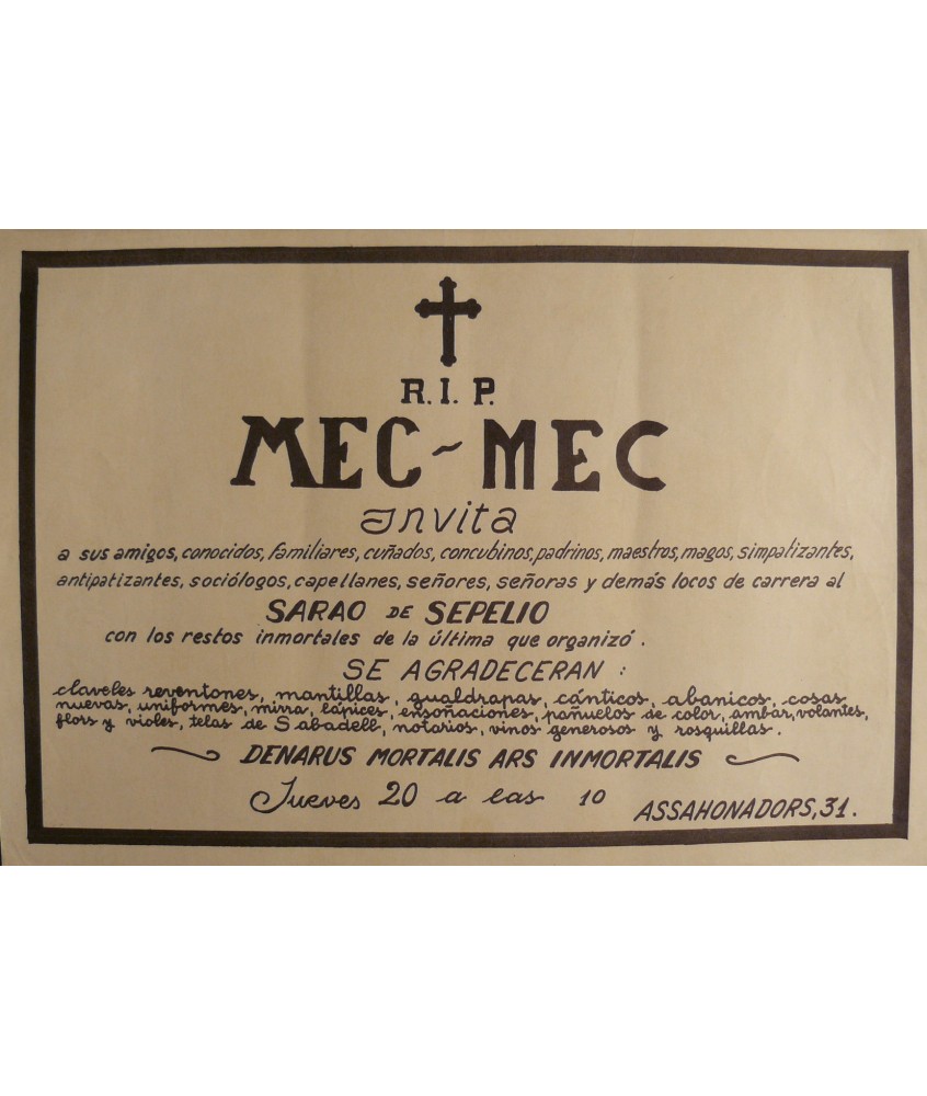 R.I.P. MEC-MEC INVITA. SARAO DE SEPELIO