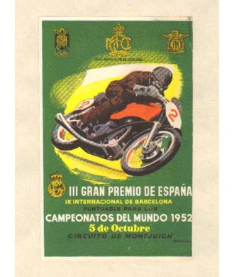 III GRAN PREMIO DE ESPAÑA y IX INTERNACIONAL DE BARCELONA. 1952. GRANELL. REAL MOTOCLUB CATALUÑA