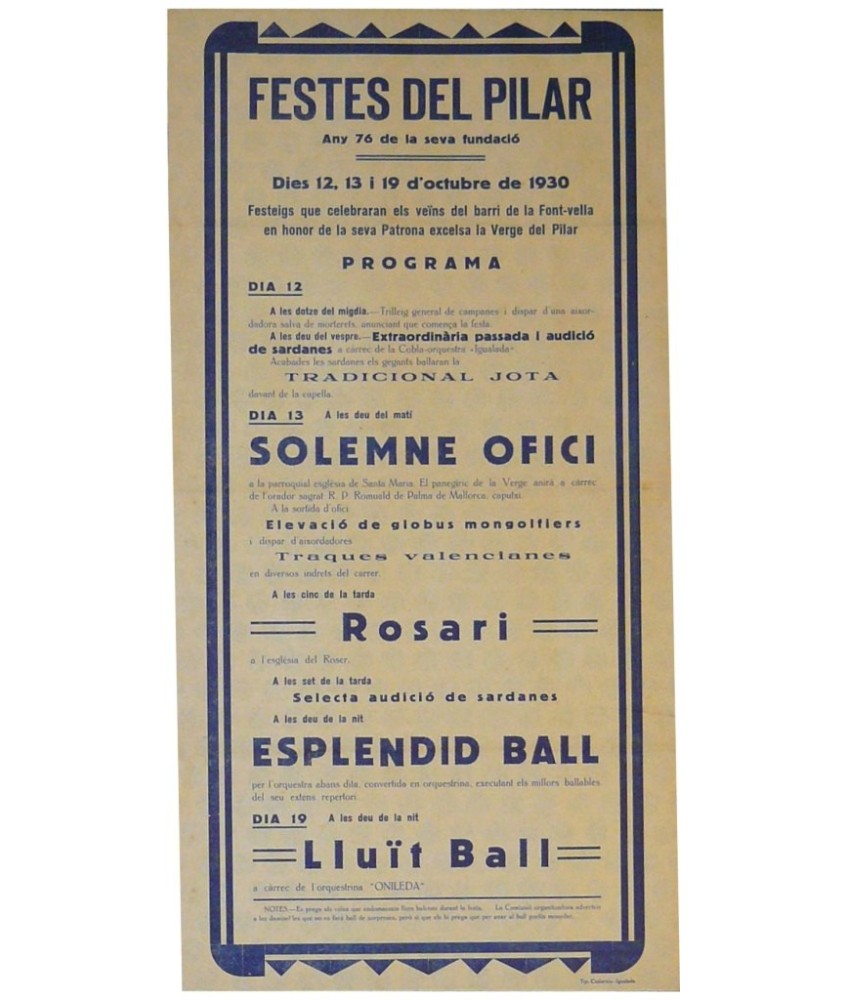 IGUALADA FESTES DEL PILAR 1930