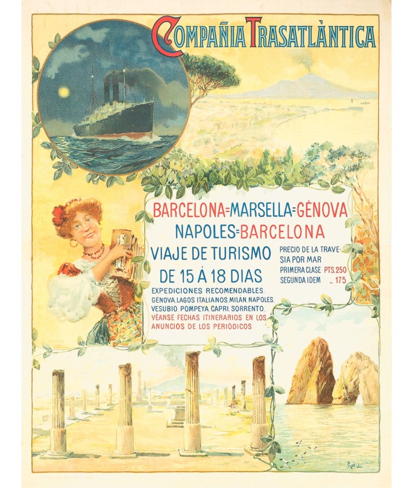 COMPAÑIA TRASATLANTICA.BARCELONA-MARSELLA-GENOVA-NAPOLES