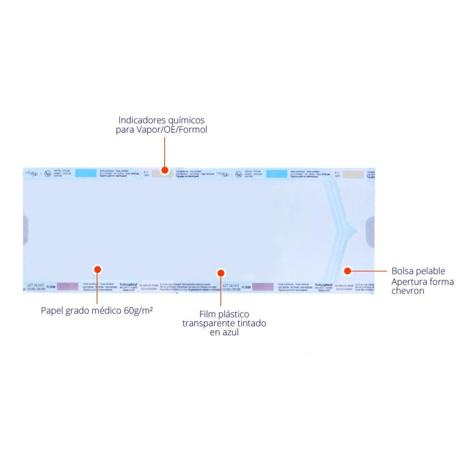 Bolsas autoadhesivas para esterilización 13,5 x 25.3cm 200 uds