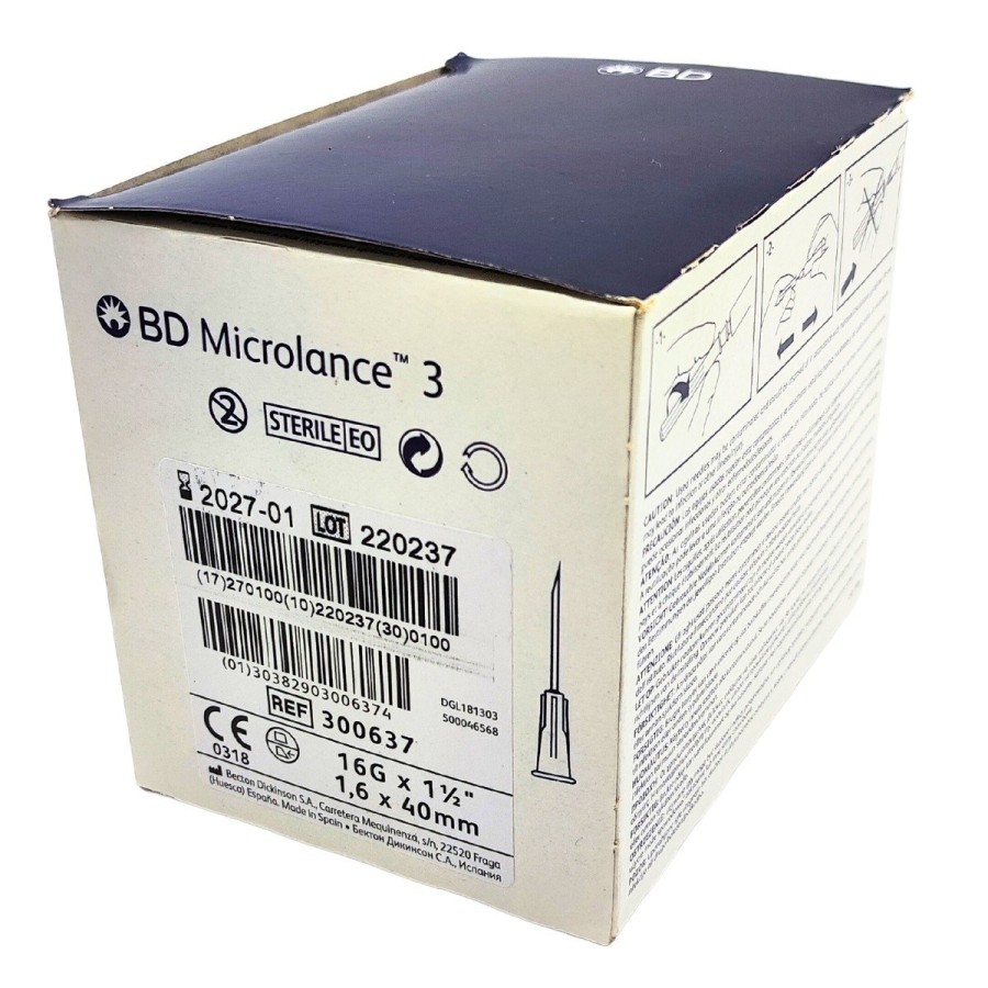 Aguja hipodérmica Microlance 16g x 1 1/2" 1,6 X 40 mm.