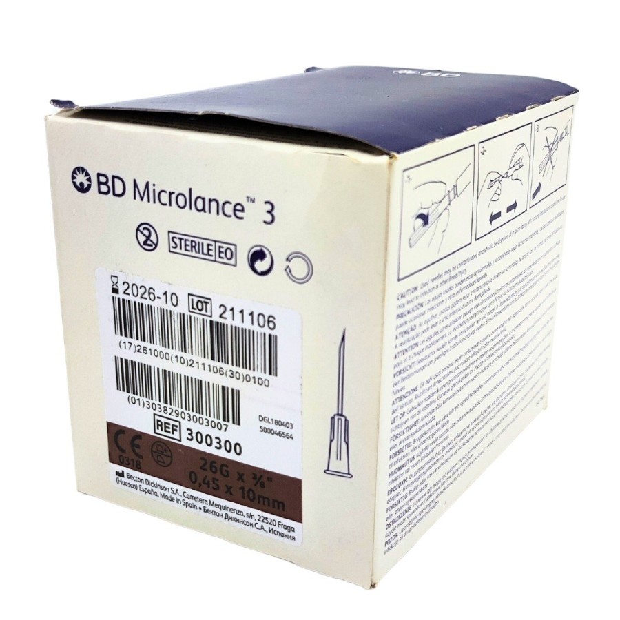 Aguja hipodérmica Microlance 26 g x 3/8" 0,45 x 10 mm.