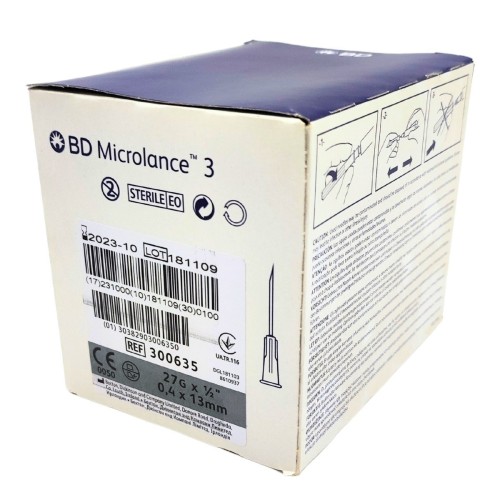 Aguja hipodérmica Microlance 27 g x 1/2" 0,4 x 13 mm.