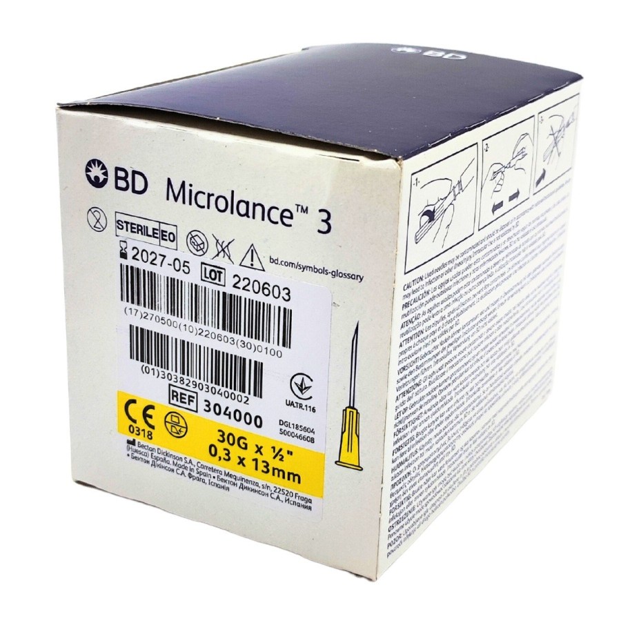 Aguja hipodérmica Microlance 30 g x 1/2" 0,3 x 13 mm.
