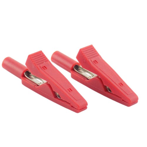 Pinza de cocodrilo para banana de 2 mm en rojo.