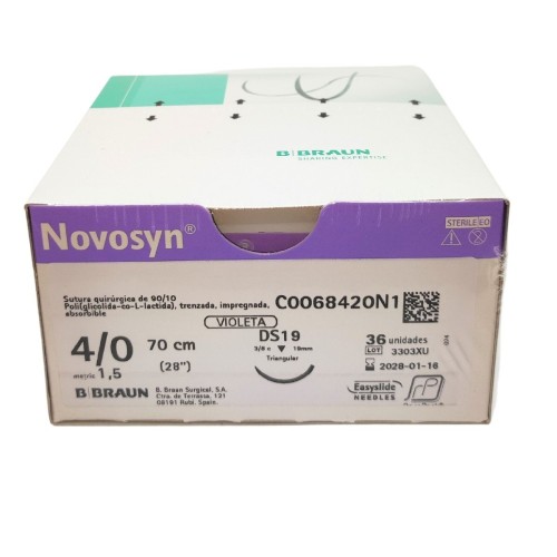 Sutura Novosyn Violet 4/0 (3/8) 70cm DS19 RCP 36u