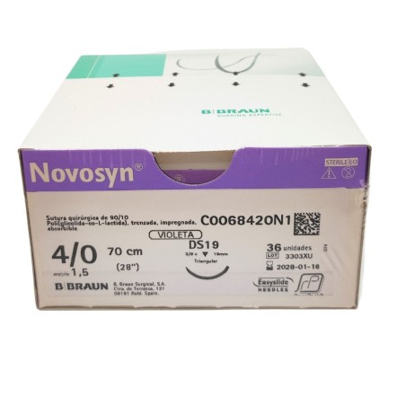 Sutura Novosyn Violet 4/0 (3/8) 70cm DS19 RCP 36u
